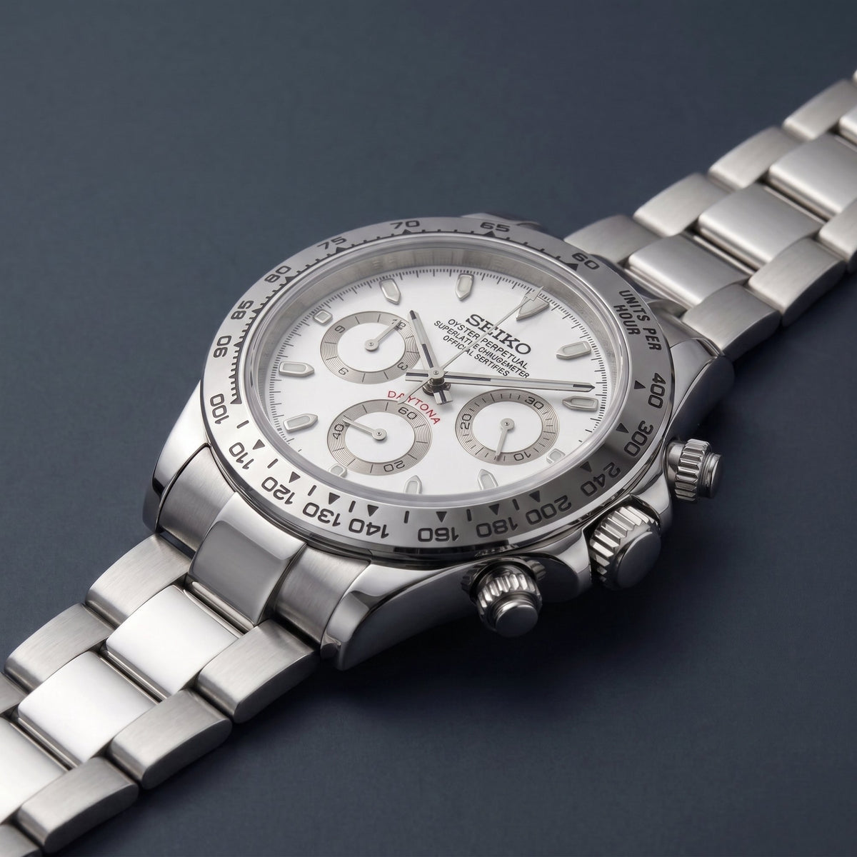 Seiko Mod Daytona Weiß