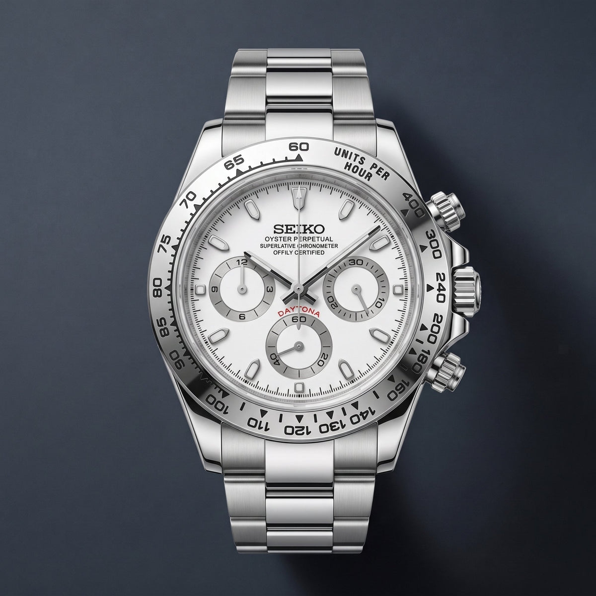 Seiko Mod Daytona Weiß