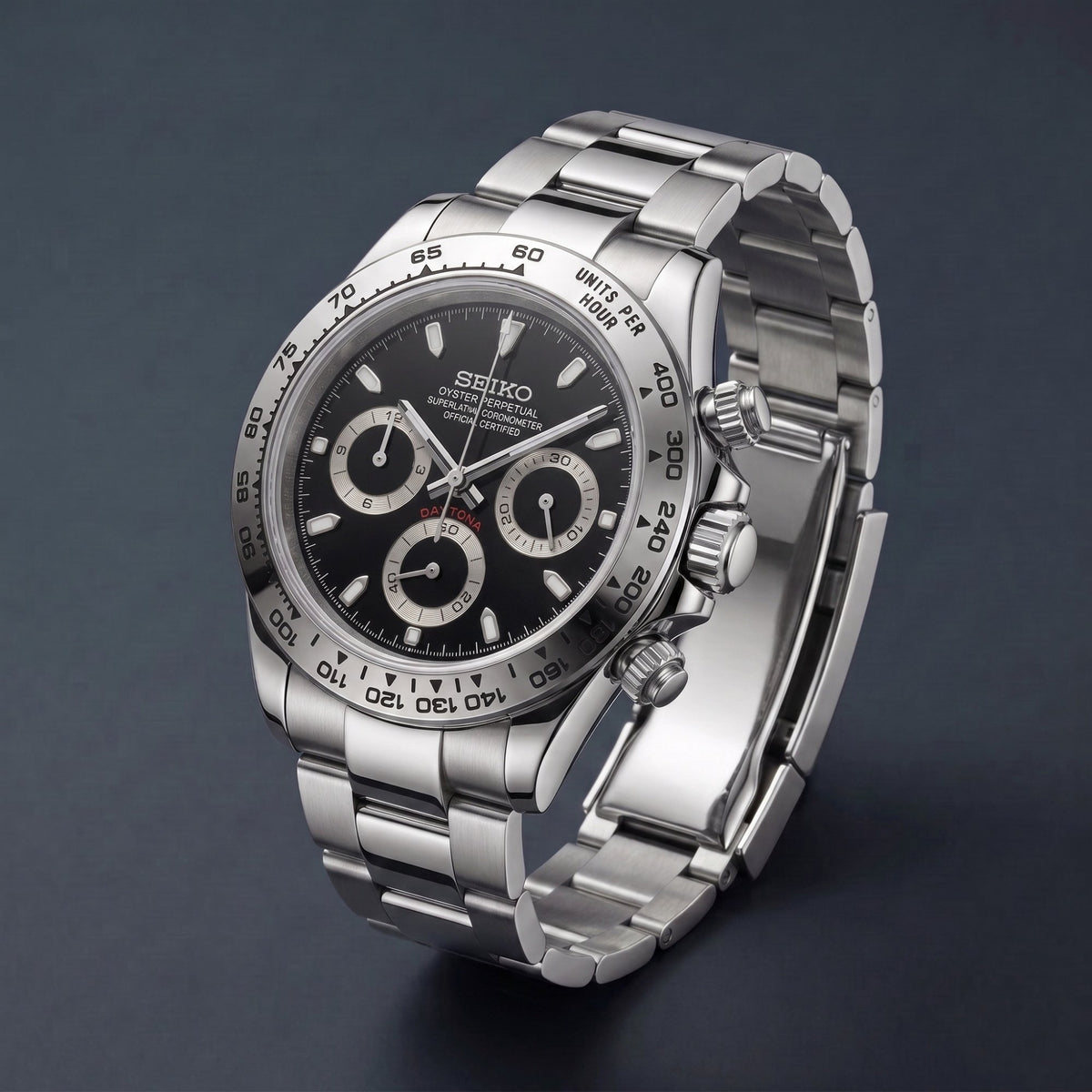 Seiko Mod Daytona Schwarz