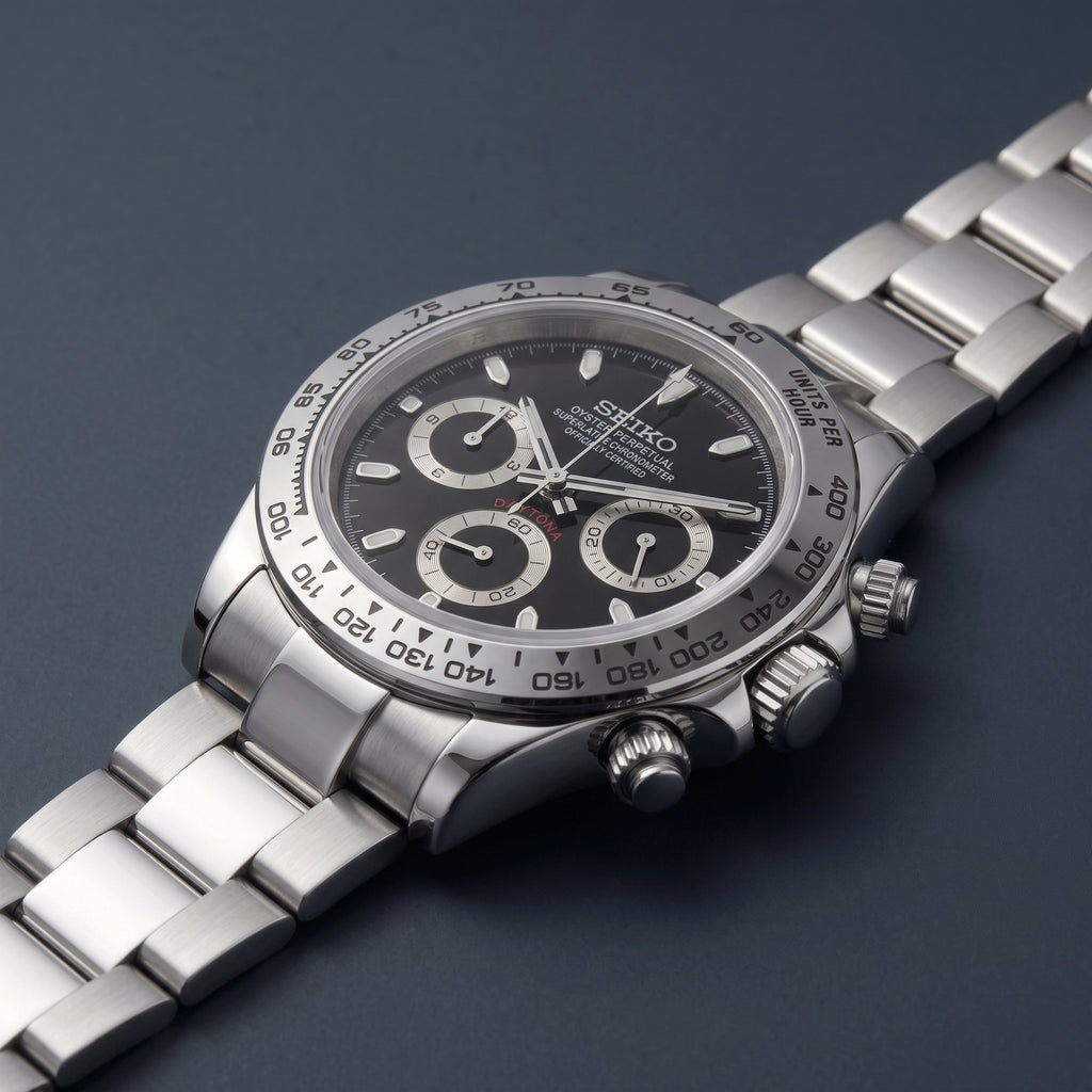 Seiko Mod Daytona Schwarz