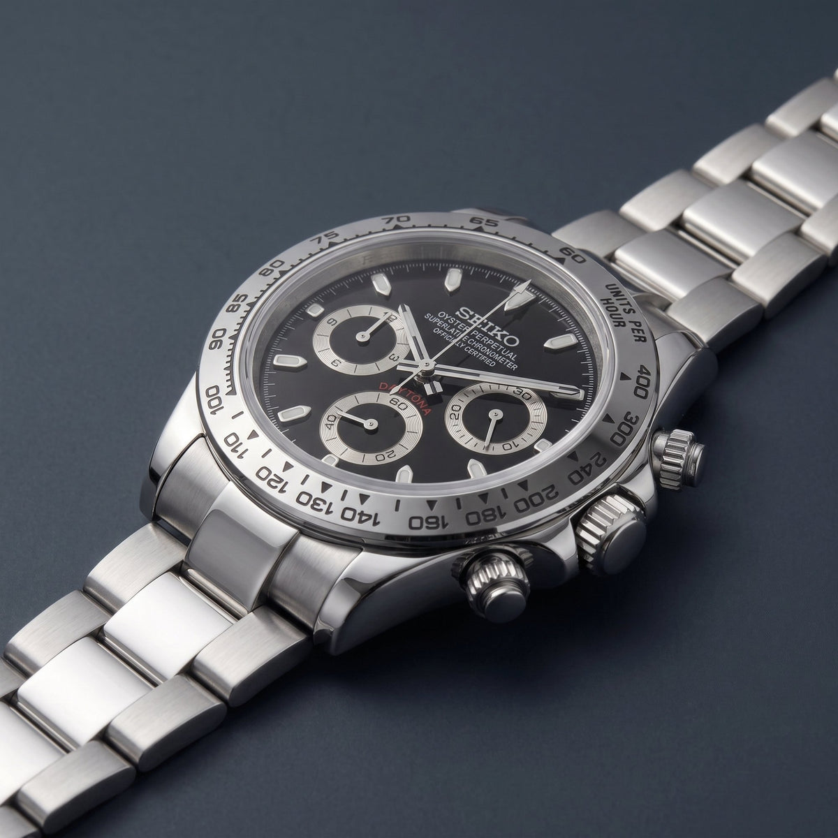 Seiko Mod Daytona Schwarz