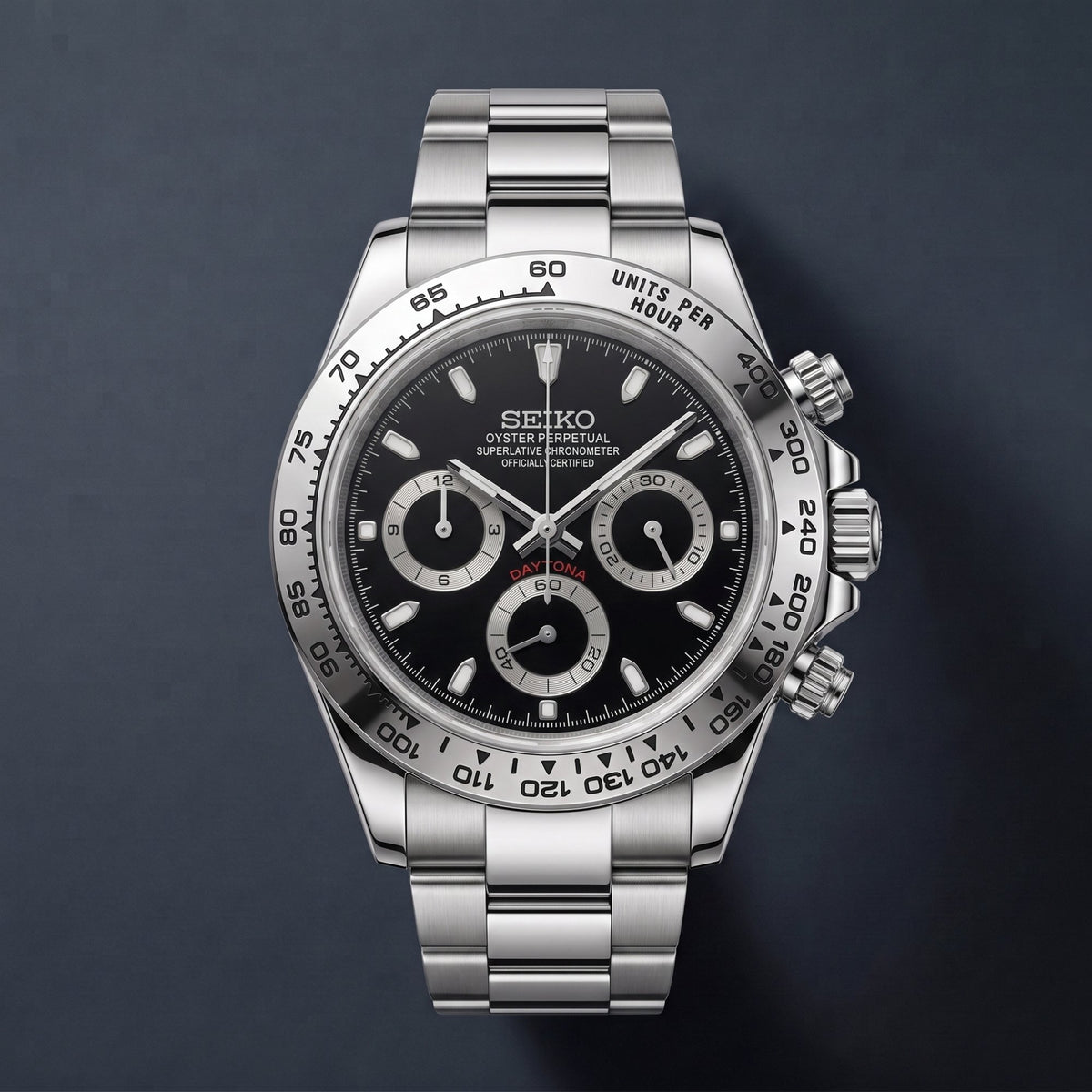 Seiko Mod Daytona Schwarz