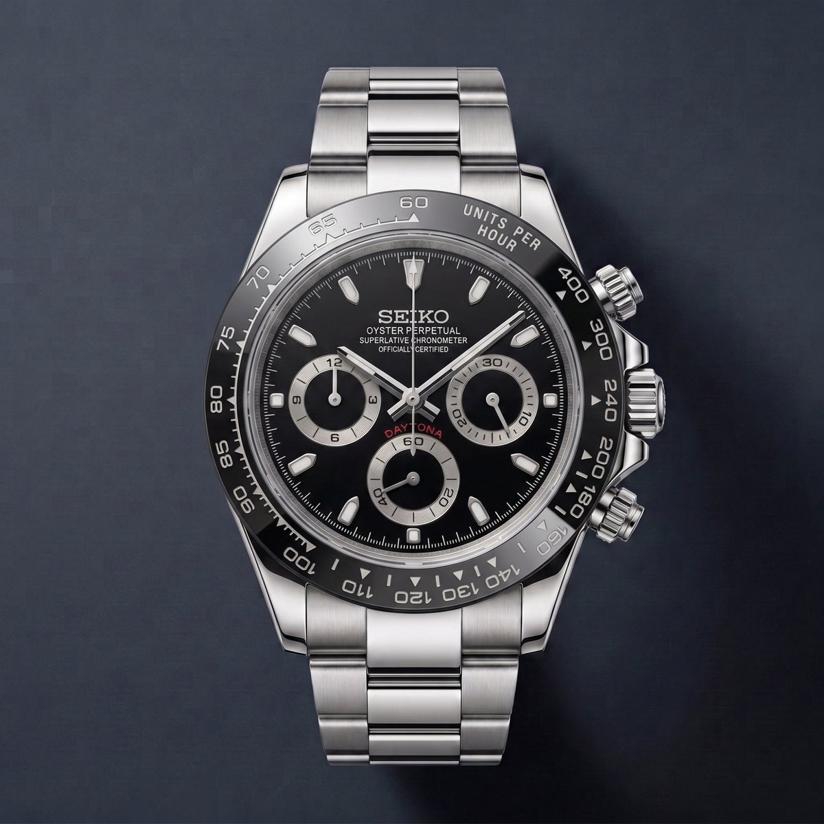 Seiko Mod Daytona Schwarz
