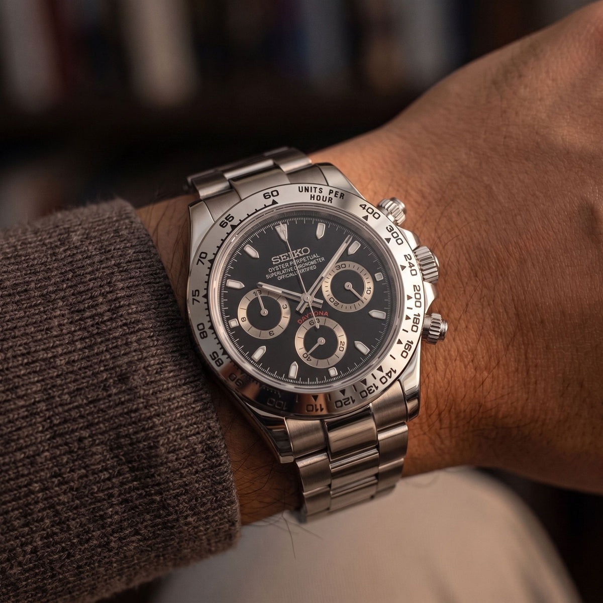 Seiko Mod Daytona Schwarz