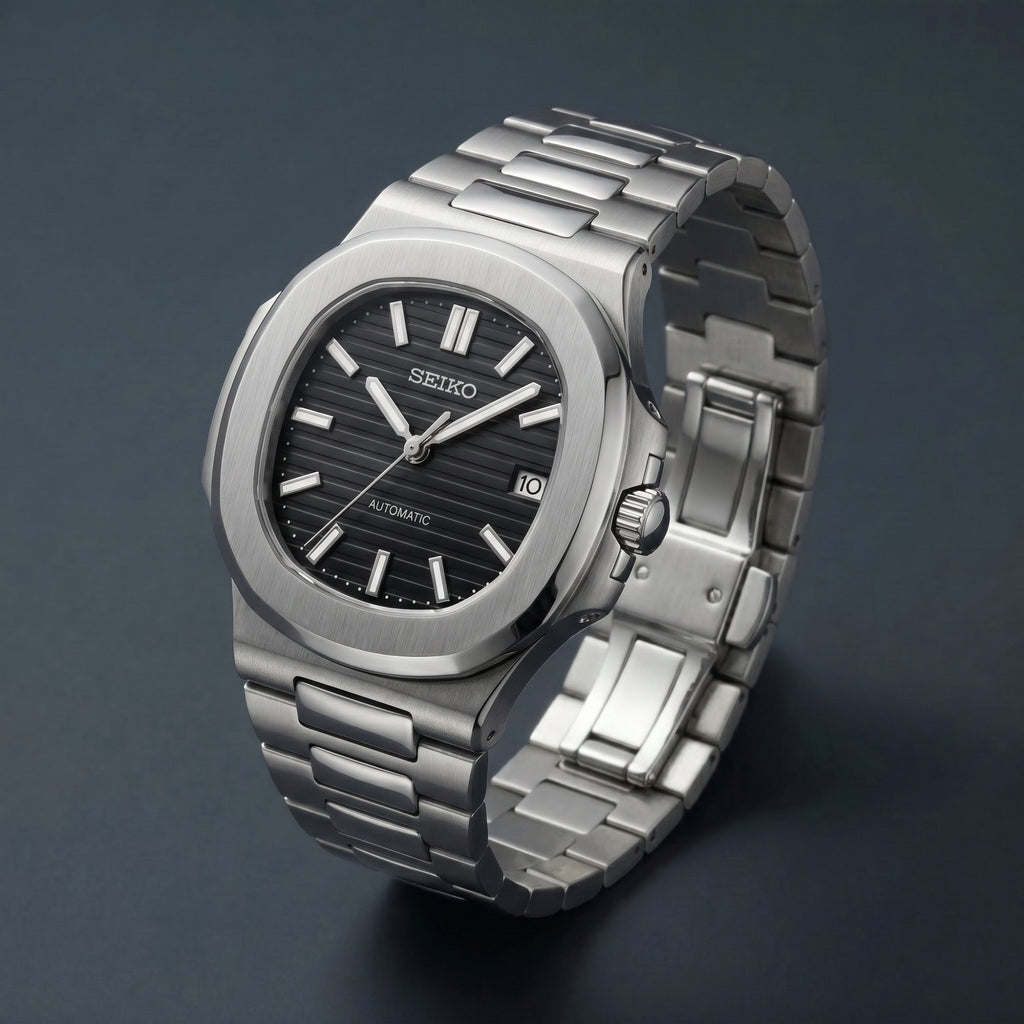 Seiko Mod Nautilus Schwarz