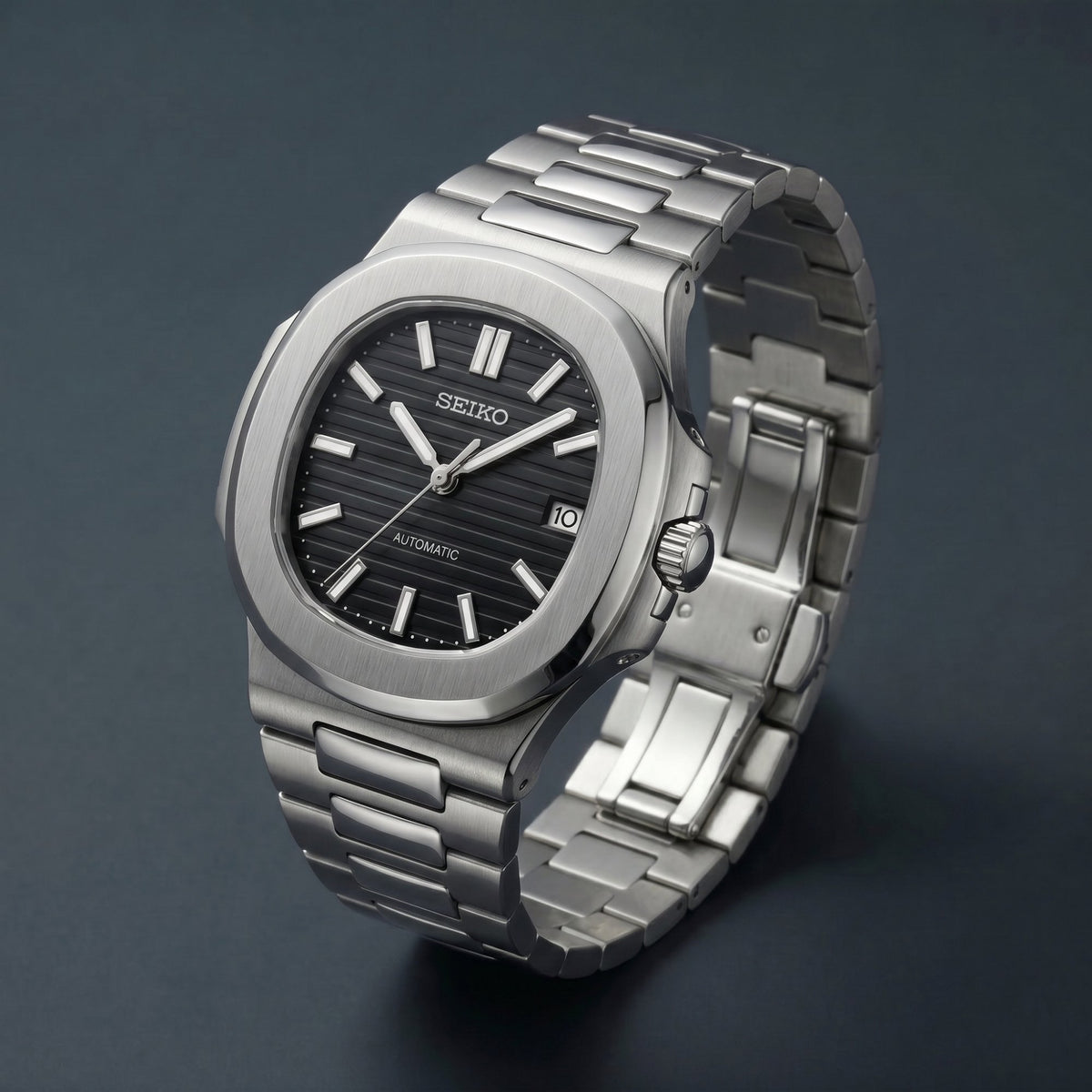 Seiko Mod Nautilus Schwarz
