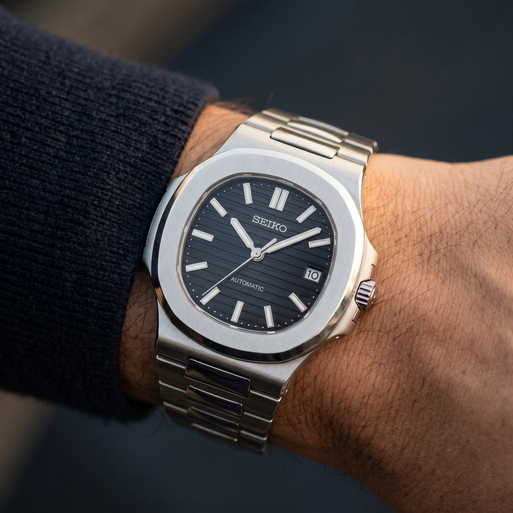 Seiko Mod Nautilus Schwarz